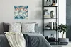 MuchoWow® Poster Ein weiß-blaues Blumenmuster 50x50 cm - Produktbild-Vorschau 4