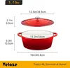 Velaze Gusseisen Bräter Emaille Topf mit Deckel 34cm Oval Produktbild-Vorschau 2