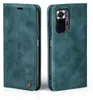 A teal flip case for a smartphone is shown from two angles, front and back. Produktbild-Vorschau