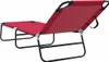 A red folding lounge chair shown from a rear, slightly elevated angle against a white background. Produktbild-Vorschau