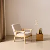 Poltrona scandinava in legno e tessuto, Crema Anteprima dell’immagine prodotto 3