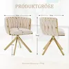 A size chart for a beige velvet swivel chair with gold metal legs, showing dimensions and maximum load capacity. Produktbild-Vorschau