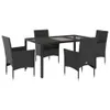 Möbel 5-tlg. Garten-Essgruppe mit Kissen Schwarz Poly Produktbild-Vorschau 2