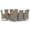 vidaXL 9 tlg. Garten Essgruppe mit Kissen Grau Poly Rattan Produktbild-Vorschau 3