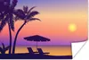 MuchoWow® Poster Strandkorb - Strand - Sommer - Zeichnung Produktbild-Vorschau 1