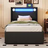 Merax Polsterbett 90x200 cm mit LED Lichtleiste, Jugendbett Produktbild-Vorschau 2