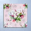 Deko Glasuhr Wanduhr 30x30 Magnolienblüten Quarz Küchenuhr Produktbild-Vorschau 1