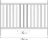 A diagram of a white baby crib railing with measurements. Produktbild-Vorschau