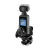 A black digital camera with a clear protective case, mounted on a black bracket, against a white background. Produktbild-Vorschau