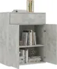 A gray cabinet with a drawer and two doors, filled with books and a decorative sphere. Anteprima dell’immagine prodotto