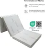 A folded mattress is shown, with text and certifications displayed. Produktbild-Vorschau