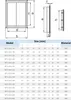 A diagram showing the dimensions of a revision door and a table with product models and their sizes. Produktbild-Vorschau