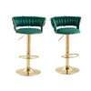 Two green bar stools with gold bases are shown against a white background. Voir les images du produit