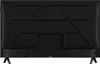 The back of a black television set with its stand. Voir les images du produit