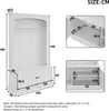 A diagram showing the dimensions of a white wardrobe with a bench. Produktbild-Vorschau