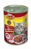 A can of cat food with a cat's image on the label. Podgląd zdjęcia produktu