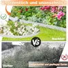 A split image showing a messy garden before and a tidy garden after using a metal lawn edge. Produktbild-Vorschau