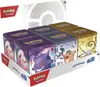 A display box containing multiple Pokemon TCG tins. Náhled obrázku produktu