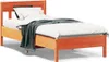 The Living Store Massivholzbett mit Kopfteil Wachsbraun Produktbild-Vorschau 2