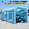 An inflatable paint booth with a car inside, set up outdoors on a paved surface. Náhľad obrázku produktu