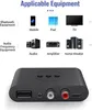 The image shows a black Bluetooth audio receiver with various applicable equipment illustrated above it. Produktbild-Vorschau