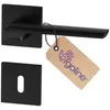 A black door handle set with a keyhole escutcheon and a product tag. Produktbild-Vorschau