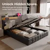 Cama con somier INONEFT de 140x190 cm con LED y USB, cama Vista previa de la imagen del producto 7
