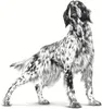 A black and white illustration of an English Setter dog. Podgląd zdjęcia produktu