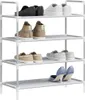 vidaXL Schuhregal mit 4 Böden Metall und Vliesstoff Silbern Produktbild-Vorschau 2
