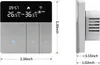 A smart thermostat is shown with its dimensions and a side view. Podgląd zdjęcia produktu