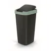 A black trash can with a green rim and lid, shown from a slightly angled front view against a white background. Anteprima dell’immagine prodotto