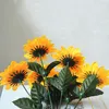 1 Bouquet 7 Köpfe Künstliche Sonnenblume Kunstseidenblumen Produktbild-Vorschau 7