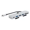 A silver USB-C hub with multiple ports, including USB-A, USB-C, and SD card slots, is shown on a white background. Produktbild-Vorschau