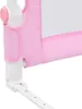 A close-up view of the corner of a pink toddler bed rail, showing the fabric and the white plastic support structure. Náhľad obrázku produktu