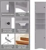 A collage of close-up images showcasing the features of a gray cabinet, alongside a full-length view of the cabinet. Náhled obrázku produktu