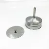 A stainless steel coffee percolator funnel and a perforated filter plate are displayed on a white background. Produktbild-Vorschau