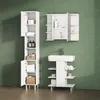 A bathroom vanity set with a sink and storage cabinets against a green wall. Voir les images du produit