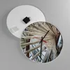 Wanduhr - Rund - Glasuhr - Blatt Palme Natur - 40x40cm - Produktbild-Vorschau 2