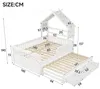Kinder Hausbett Kiefer Holz 140x200 cm mit Ausziehbett und Produktbild-Vorschau 2