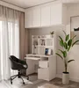 Bureau Porto Droit avec plan de travail blanc mat Etagères Voir les images du produit 3