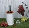 Ton-Weinkühler + Untersetzer weiß lasiert Ø 12,5 cm H 21 cm Produktbild-Vorschau 2