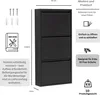 Furni24 Metall Schuhschrank Schwarz schmal – Schuhkipper Produktbild-Vorschau 4