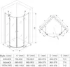 Technical drawing and size chart for a corner shower cabin. Produktbild-Vorschau