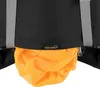 A close-up view of the bottom of a black backpack, showing an orange rain cover tucked into a zippered compartment. Anteprima dell’immagine prodotto