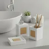 Elegantes Badezimmer-Set aus Dolomit und Bambus Produktbild-Vorschau 2