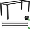 A black metal table frame is shown against a white background. Two horizontal metal bars are displayed below the frame. Anteprima dell’immagine prodotto