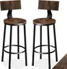 Two bar stools with wooden seats and black metal frames are shown against a white background. Náhled obrázku produktu
