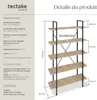 Etagère bibliothèque GLASGOW style industriel 106 x 34,5 x Voir les images du produit 6