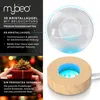 A collage of product images and descriptive text for a decorative LED crystal ball. Voir les images du produit