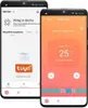 Two smartphone screens displaying a smart home app interface. Produktbild-Vorschau